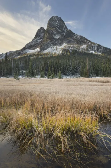 Framed Print : Liberty Bell Mountain and meadows of Washington State Pass Framed Print : Liberty Bell Mountain and meadows of Washington State Pass
