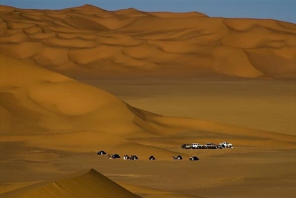 Libya, Fezzan, tourist camp among the dunes of the Erg Murzuq