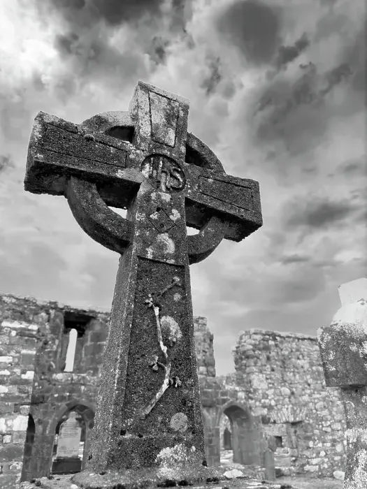 Framed Print : Lichen covers ancient Celtic cross at Burrishoole Abbey Framed Print : Lichen covers ancient Celtic cross at Burrishoole Abbey