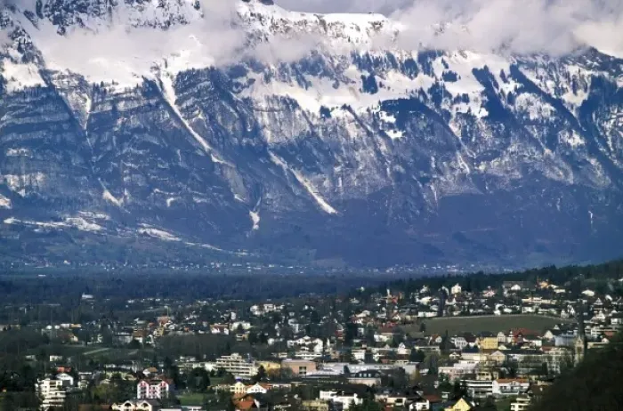 Framed Print : Liechtenstein, Vaduz. City view from the south Framed Print : Liechtenstein, Vaduz. City view from the south