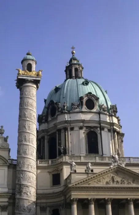 Framed Print : Life In Austria with the famous St Charles Cathedral of Baroque architecture in Vienna Framed Print : Life In Austria with the famous St Charles Cathedral of Baroque architecture in Vienna