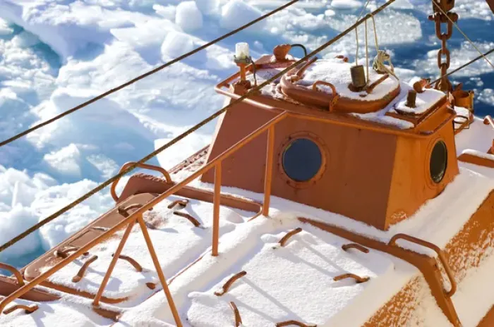Framed Print : Life boat of the icebreabker Kapitan Khlebnikov after a snow storm Greenland Sea Framed Print : Life boat of the icebreabker Kapitan Khlebnikov after a snow storm Greenland Sea