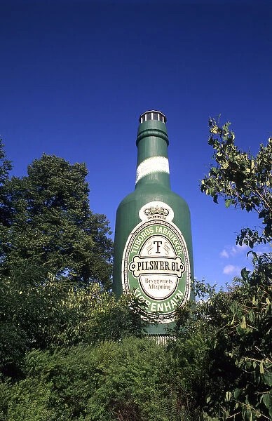 Life in Denmark with the famous Tuborg Brewery with beer bottle in Copenhagen Denmark