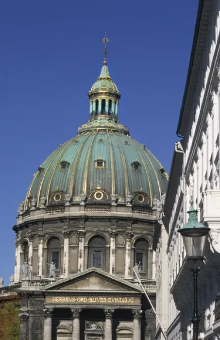 Framed Print : Life in Denmark with the Marmoa Kirken Church in Copenhagen Denmark