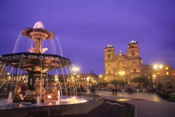 Framed Print : Life in Peru Cuzco beautiful night photo statues & fountain Town Square and Cathedral Framed Print : Life in Peru Cuzco beautiful night photo statues & fountain Town Square and Cathedral