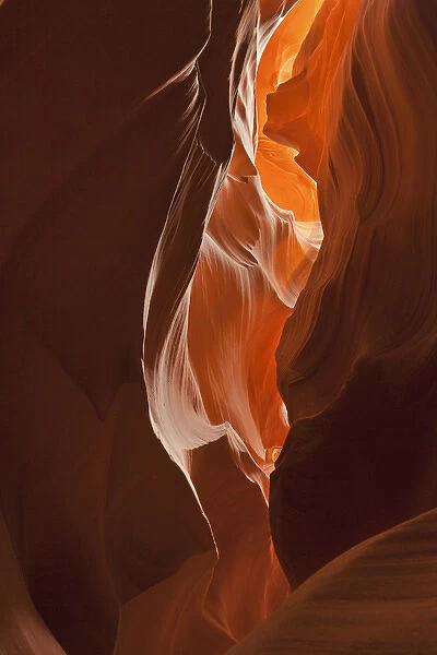 Light beams down into Upper Antelope Canyon on the Navajo Reservation near Page, Arizona