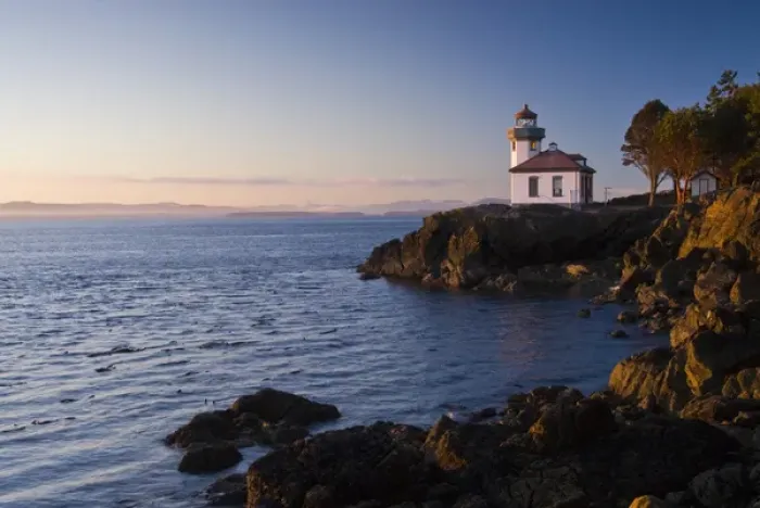 Framed Print : Lighthouse at Lime Kiln State Park, San Juan Island, Washington, US