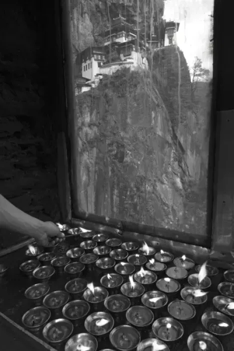 Framed Print : lighting candles at Taksang Monastery near Paro, Bhutan Framed Print : lighting candles at Taksang Monastery near Paro, Bhutan