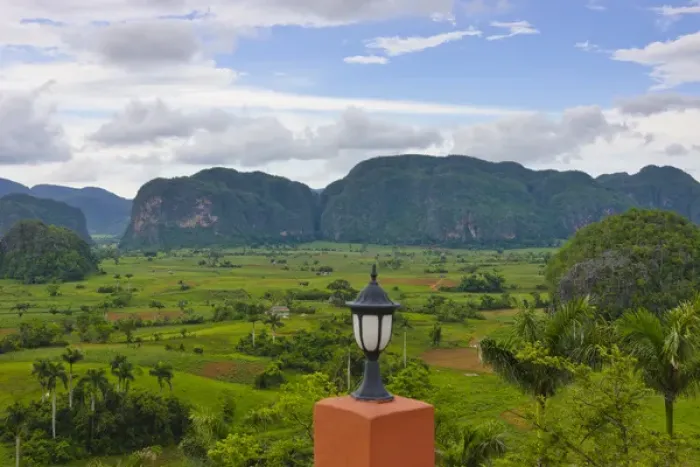 Framed Print : Limestone hill and farming land in Vinales valley, UNESCO World Heritage site, Cuba