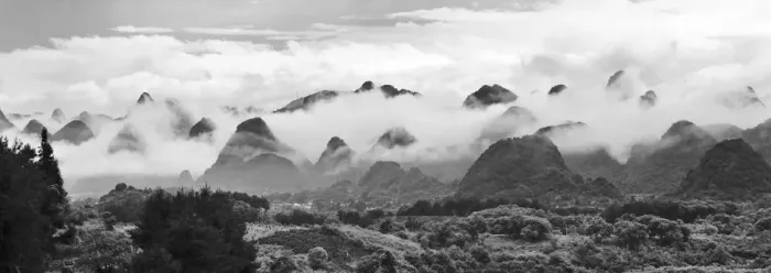 Framed Print : Limestone hills in mist, Xingping, Yangshuo, Guangxi, China Framed Print : Limestone hills in mist, Xingping, Yangshuo, Guangxi, China
