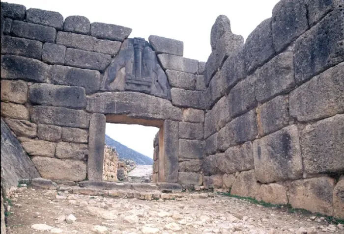 Framed Print : Lion Gate. Mycenae. 1250 BC. Copyright: aA Collection Ltd Framed Print : Lion Gate. Mycenae. 1250 BC. Copyright: aA Collection Ltd