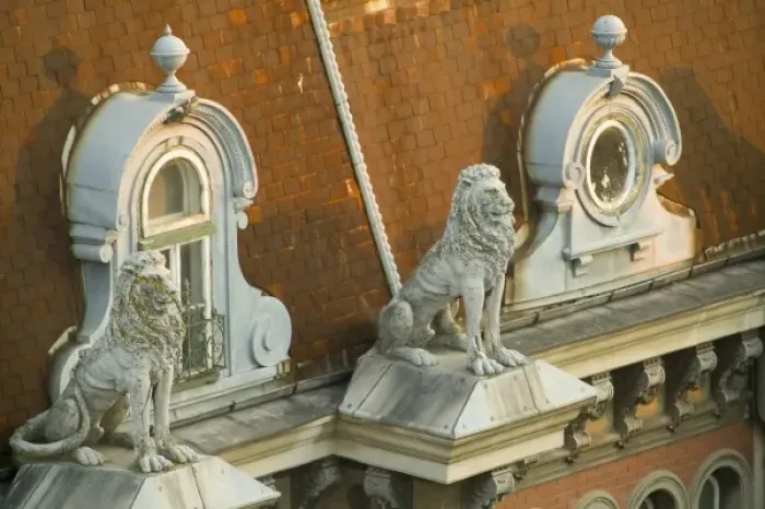 Framed Print : Lions architectural detail, Romania, Constanta Framed Print : Lions architectural detail, Romania, Constanta