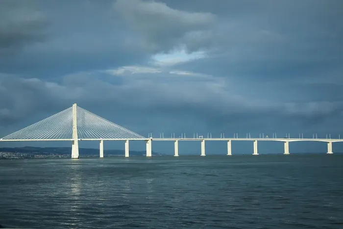 Framed Print : Lisbon, Portugal. Vasco de Gama bridge. The longest bridge in Europe