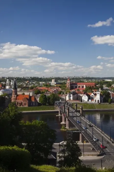 Framed Print : Lithuania, Central Lithuania, Kaunas, elevated view of Vytautas Church, Aleksoto tiltas bridge Framed Print : Lithuania, Central Lithuania, Kaunas, elevated view of Vytautas Church, Aleksoto tiltas bridge