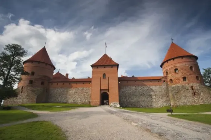 Framed Print : Lithuania, Trakai, Trakai Historical National Park, Island Castle on Lake Galve