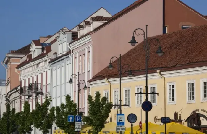 Framed Print : Lithuania, Vilnius, buildings on Town Hall Square