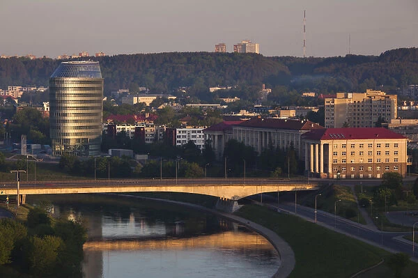 Lithuania, Vilnius, office buildings along Neris River, morning