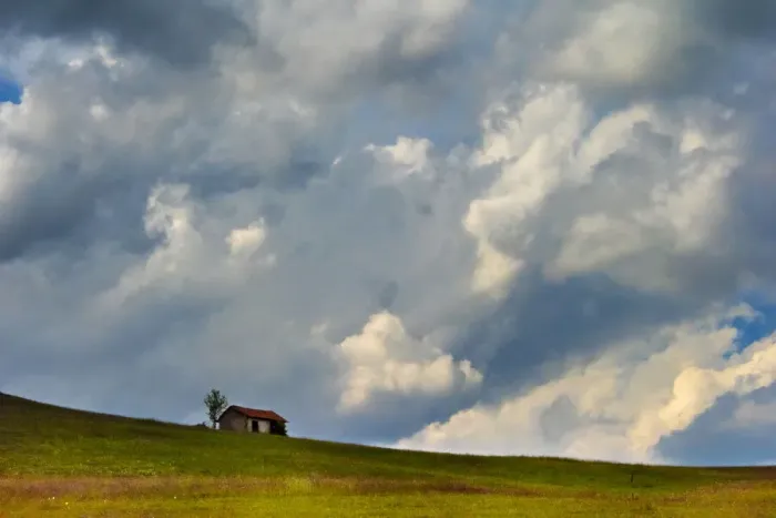 Framed Print : A little farm house on the slope of Mount Zlatibor, Serbia