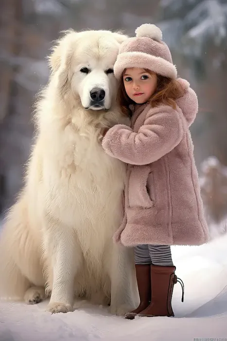Framed Print : Little girl and great Pyrenees dog in snow. ©Jim Zuckerman / Jaynes Gallery / DanitaDelimont.com (AI) Framed Print : Little girl and great Pyrenees dog in snow. ©Jim Zuckerman / Jaynes Gallery / DanitaDelimont.com (AI)