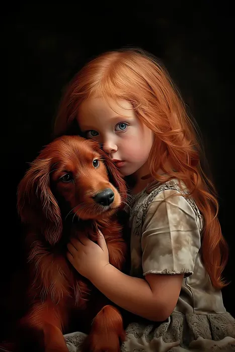 Framed Print : Little girl hugging Irish setter puppy. ©Jim Zuckerman / Jaynes Gallery / DanitaDelimont.com (AI) Framed Print : Little girl hugging Irish setter puppy. ©Jim Zuckerman / Jaynes Gallery / DanitaDelimont.com (AI)