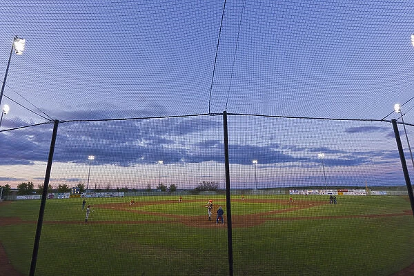 Little League baseball action in Havre, Montana, USA