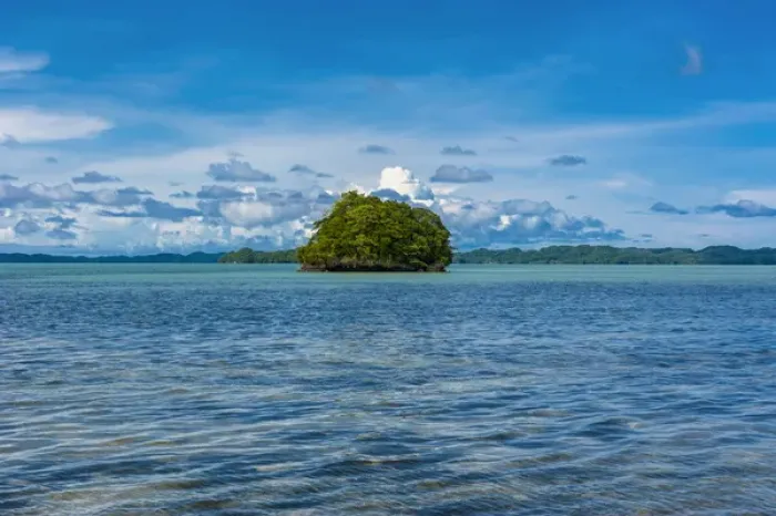 Framed Print : Little rock islet in the famous Rock islands, Palau, Central Pacific