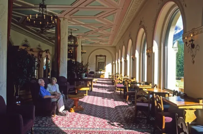 Framed Print : The lobby of Chateau at Lake Louise, Banff, Canada. lobby, hotel, chateau at lake louise
