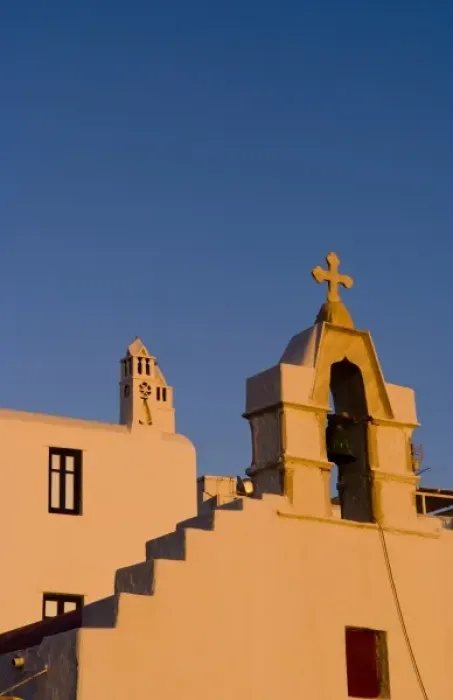 Framed Print : Local church with a cross on Mykonos, Greece