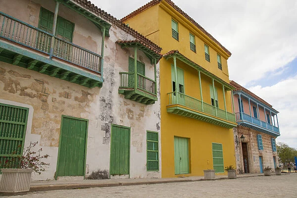 Local colorful streets and building architecture in Old Havana, Cuba