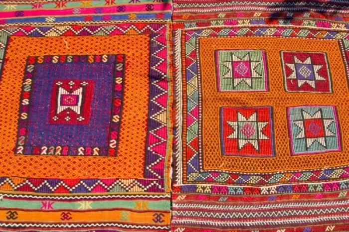 Framed Print : Local kilims sold as souvenirs, Pergamon (Pergamum  /  Bergama) Western Turkey