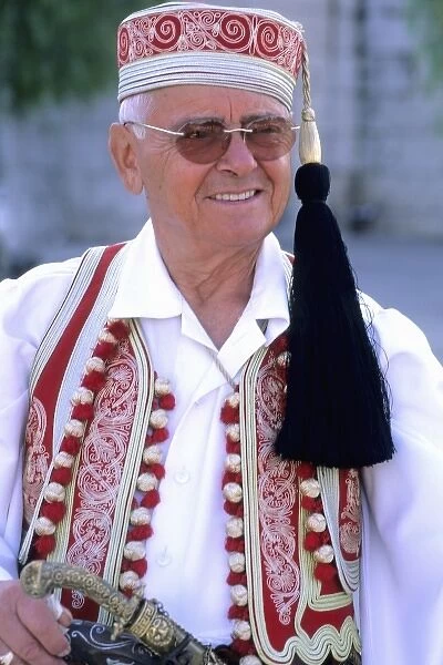 Local man in costume traditional dress in Athens Greece (MR)