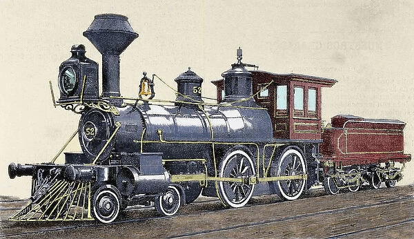 Locomotive. Drawing R. Loewenstein. La Ilustracion 1881. Engraving