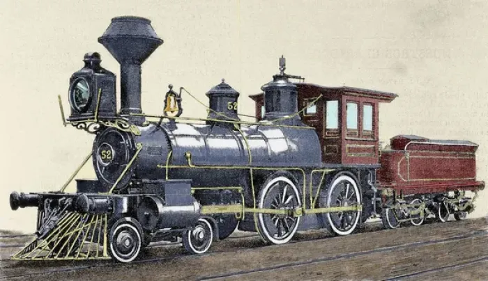 Framed Print : Locomotive. Drawing R. Loewenstein. La Ilustracion 1881. Engraving