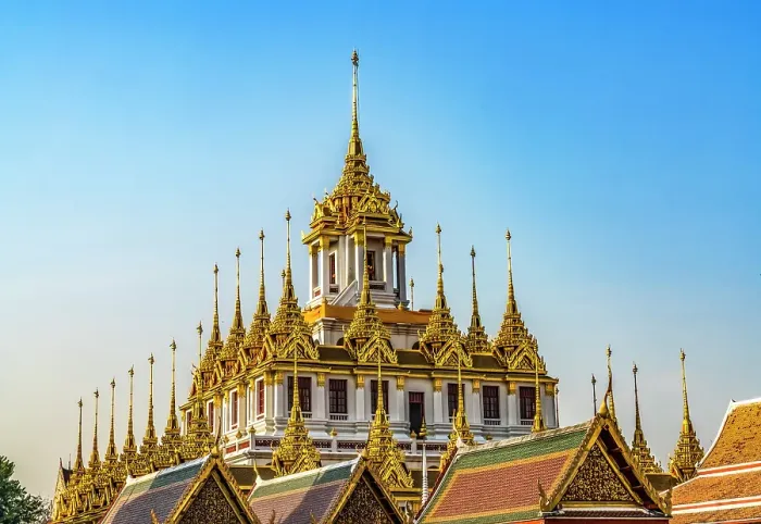 Framed Print : Loha Prasat, Wat Ratchanatdaram, Worawihan, Bangkok, Thailand. Built 1846. 37 Spires for 37 Buddhist virtues to reach enlightenment Framed Print : Loha Prasat, Wat Ratchanatdaram, Worawihan, Bangkok, Thailand. Built 1846. 37 Spires for 37 Buddhist virtues to reach enlightenment