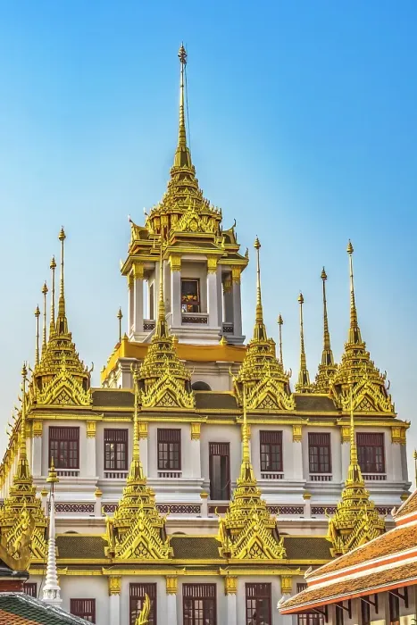 Framed Print : Loha Prasat, Wat Ratchanatdaram, Worawihan, Bangkok, Thailand. Built 1846. 37 Spires for 37 Buddhist virtues to reach enlightenment Framed Print : Loha Prasat, Wat Ratchanatdaram, Worawihan, Bangkok, Thailand. Built 1846. 37 Spires for 37 Buddhist virtues to reach enlightenment