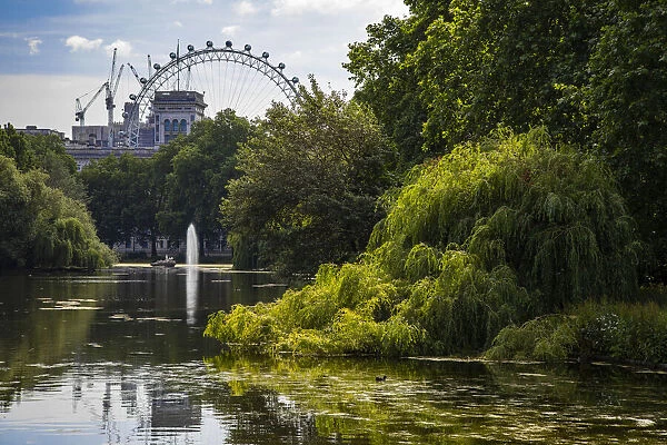 London Eye reflection on the lake in Victoria Park, United Kingdom