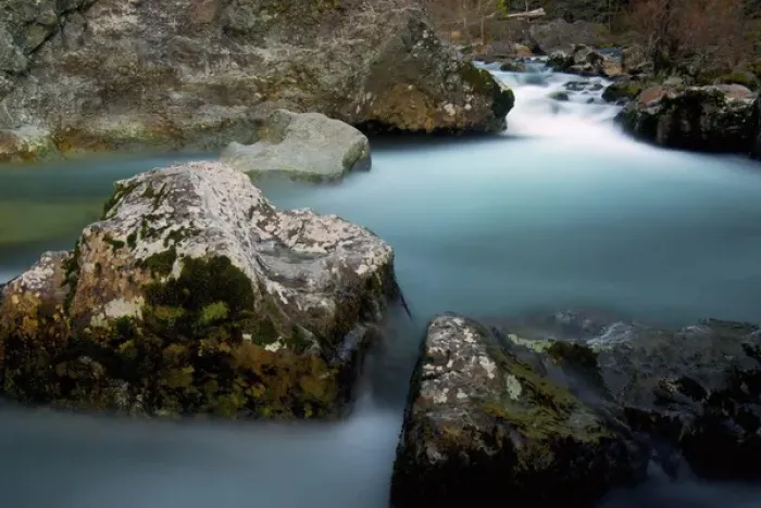 Framed Print : Long Exposure, Breintenbush River, Oregon Cascades, At Sunset