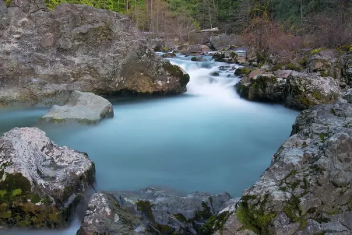 Framed Print : Long Exposure, Breintenbush River, Oregon Cascades, At Sunset