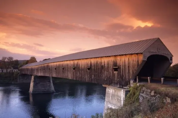 Framed Print : The longest covered bridge in the United States located in Windsor, Vermont Framed Print : The longest covered bridge in the United States located in Windsor, Vermont