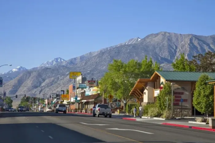 Framed Print : A look down Main Street of Bishop, California, USA