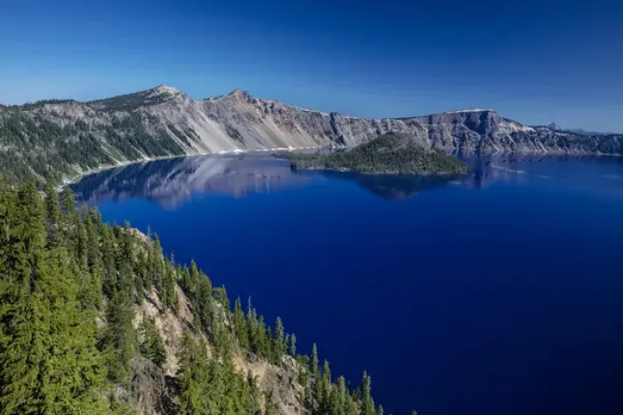 Framed Print : Looking down on blue waters of Crater Lake in Crater Lake National Park, Oregon, USA Framed Print : Looking down on blue waters of Crater Lake in Crater Lake National Park, Oregon, USA