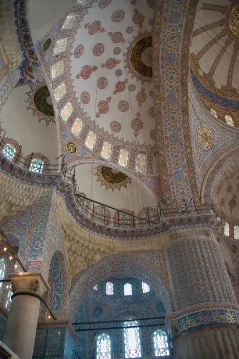 Framed Print : Looking up into the dome of the Blue Mosque with all of its blue tile work, Istanbul Framed Print : Looking up into the dome of the Blue Mosque with all of its blue tile work, Istanbul