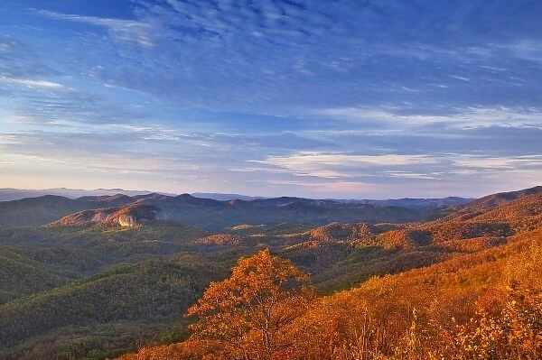Looking Glass Rock at sunrise in the Pisgah National Forest of North Carolina