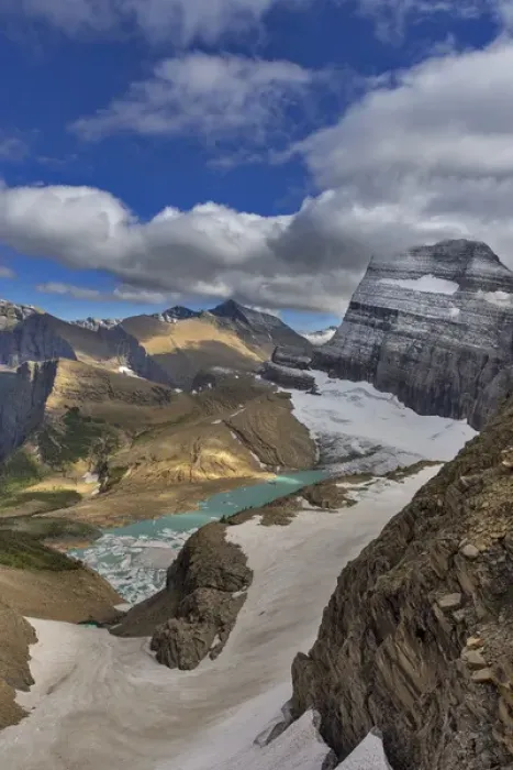 Framed Print : Looking down at Grinnell Glacier in Glacier National Park, Montana, USA