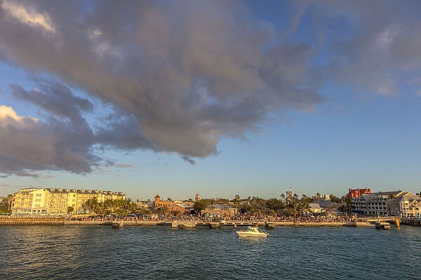 Looking back at Mallory Square at sunset in Key West, Florida, USA