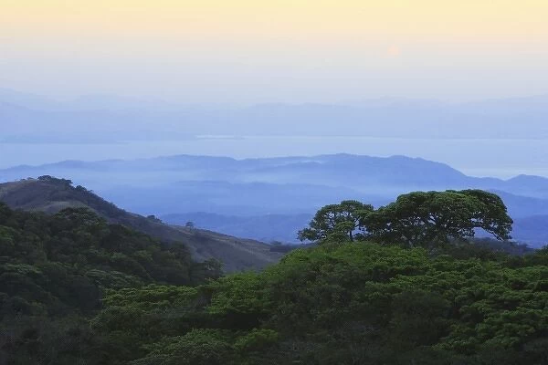 Looking from Monteverde towards Gulf of Nicoya at sunrise, Monteverde Cloud Forest