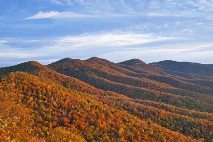 Framed Print : Looking to Mt Pisgah and the Blue Ridge Parkway at sunrise in North Carolina