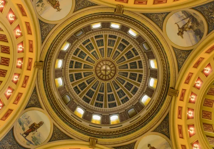 Framed Print : Looking up at the rotunda in the State Capitol Building in Helena, Montana, USA Framed Print : Looking up at the rotunda in the State Capitol Building in Helena, Montana, USA