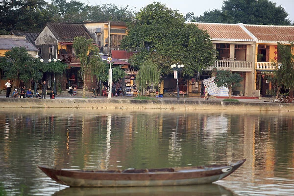Looking across the Thu Bon River to the ancient town of Hoi An, Vietnam