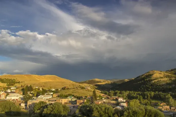 Framed Print : Looking down onto town from Boot Hill in Virginia City, Montana, USA